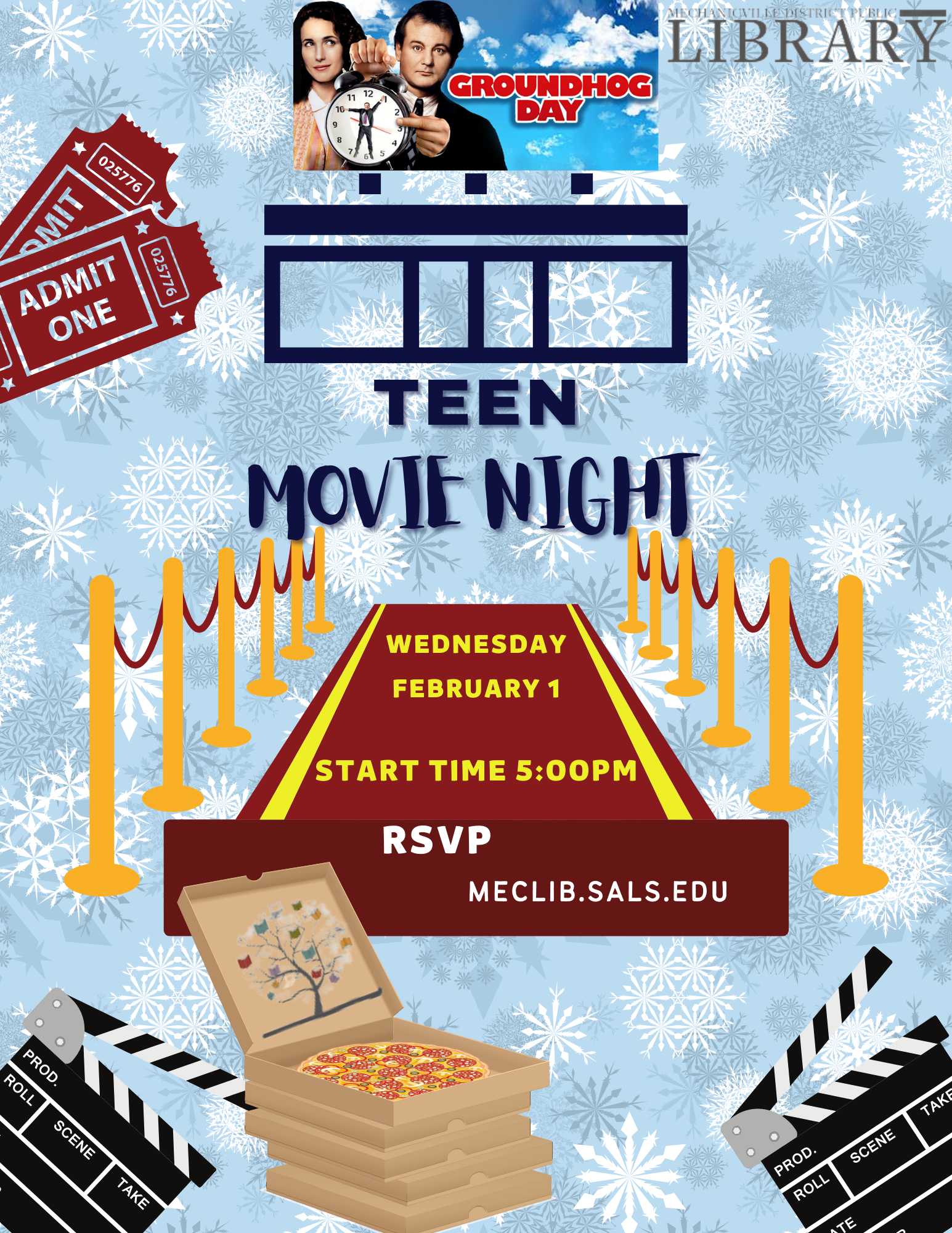 TEEN MOVIE & PIZZA NIGHT @ MECHANICVILLE DISTRICT PUBLIC LIBRARY | Mechanicville | New York | United States