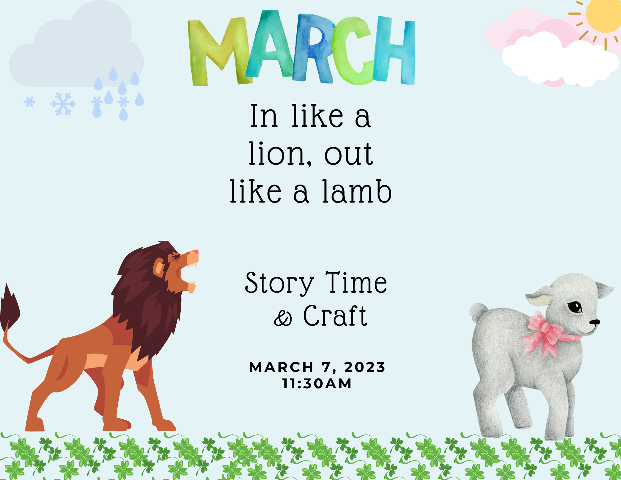 March: In Like a Lion, Out Like a Lamb! Story Time & Craft @ Mechanicville | New York | United States
