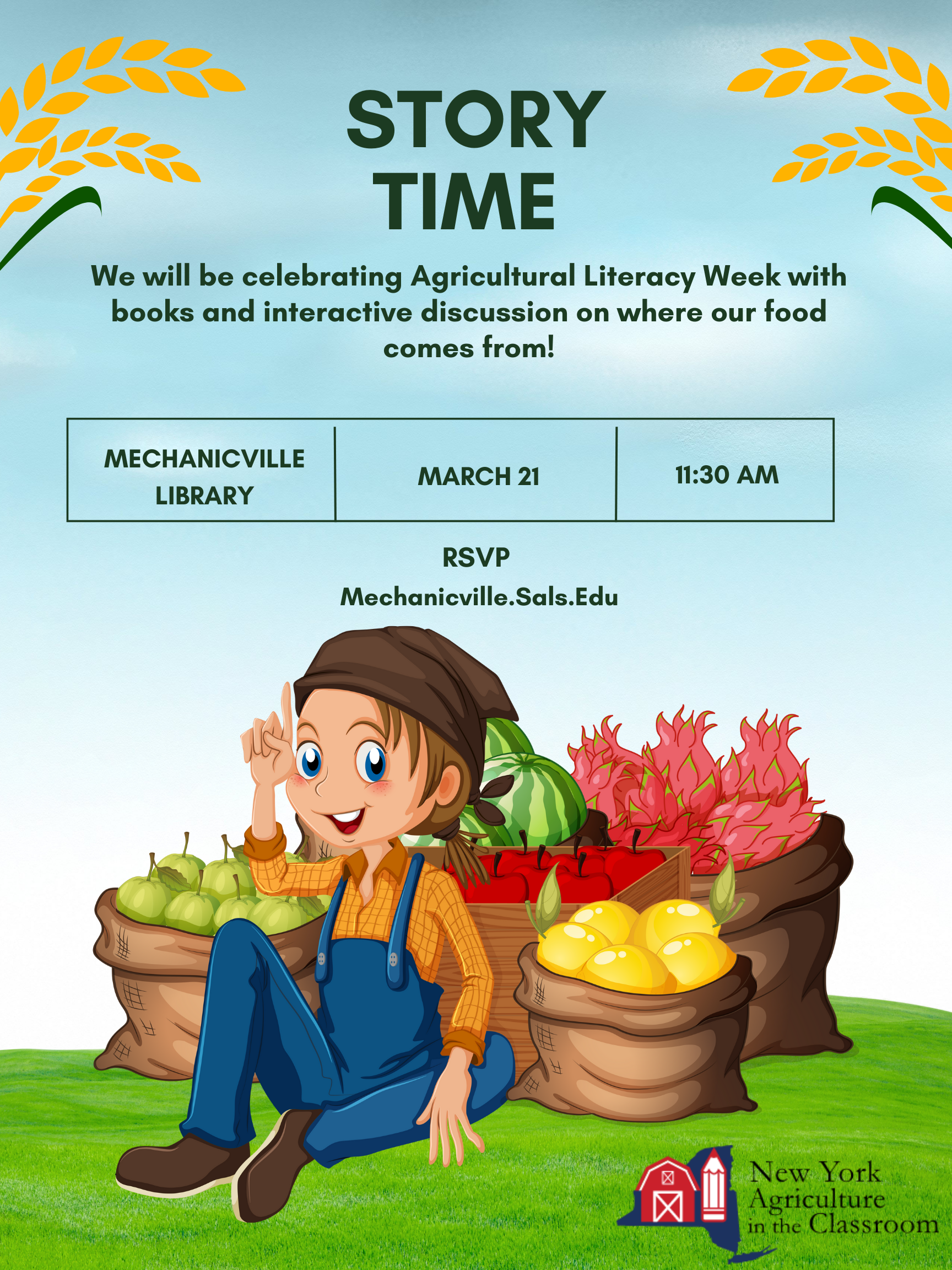 Story Time : Agricultural Literacy  - Where Does My Food Come From? @ Mechanicville District Public Library | Mechanicville | New York | United States