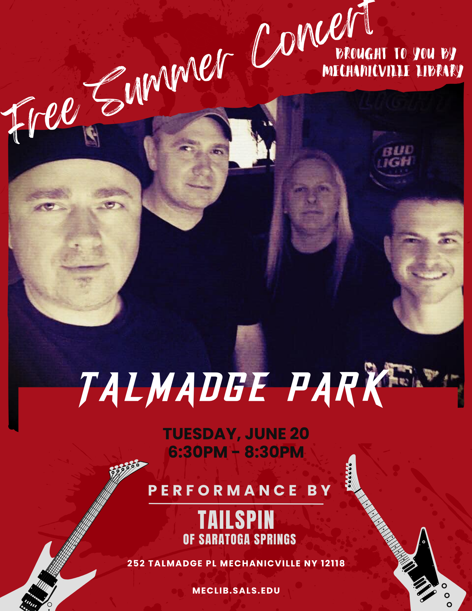 Summer Concerts in Talmadge- Tailspin - Sponsored by Friends of the Mechanicville Library @ Talmadge Park | Mechanicville | New York | United States