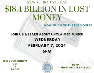 Unclaimed Funds - It's Your Money, Get it back! @ Mechanicville District Public Library | Mechanicville | New York | United States